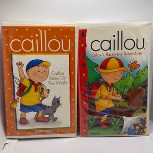 2 VHS Videos Caillou Takes On The World and Caillou’s Backyard Adventures